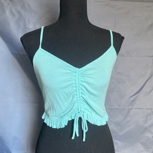 NWOT Windsor Turquoise Adjustable Tank Top With Ruching & Ruffles